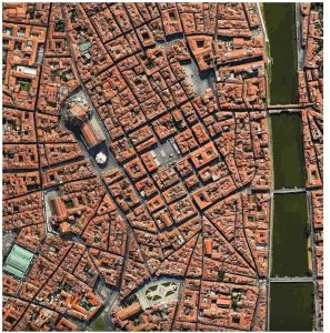 Città. Trama degli edifici visti da''alto. Vista zenitale